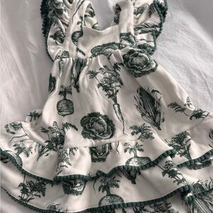 Kate Quinn Green and Cream Patterned Kids Dress